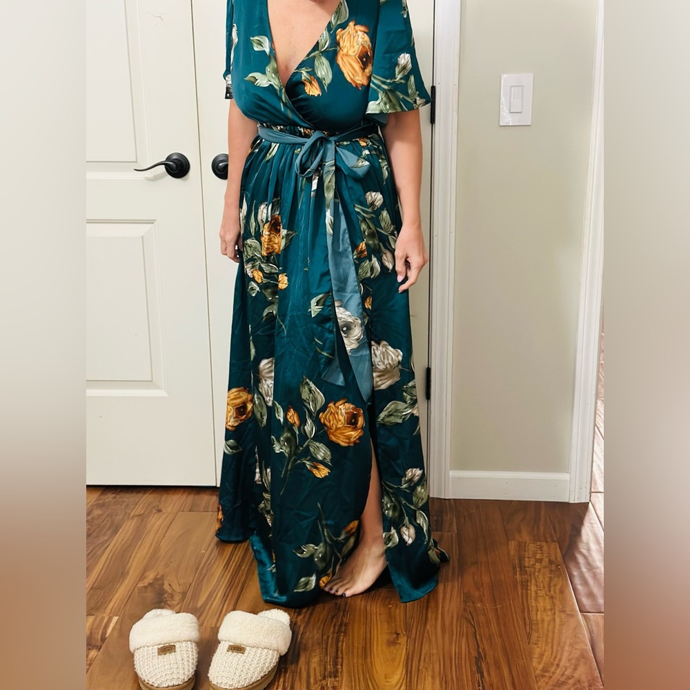 Baltic Born Floral Maxi Dress - Teal and Yellow - Picture 3 of 7